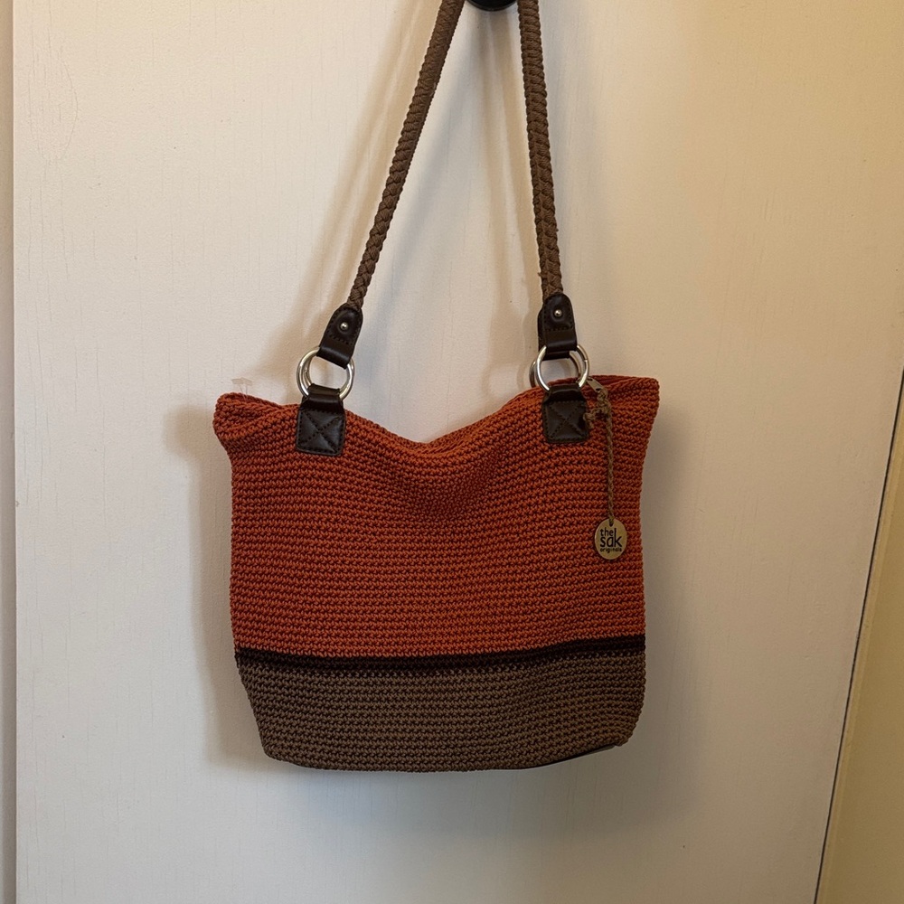 The Sak Burnt Orange and Brown Woven Tote